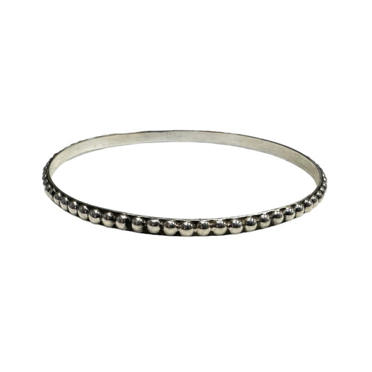 Sterling Silver Dotted Bead Row 4mm Bangle Bracelet