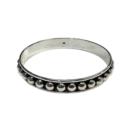 Sterling Silver Dotted Bead Row 11mm Bangle Bracelet