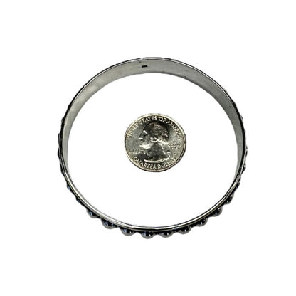 Sterling Silver Dotted Bead Row 11mm Bangle Bracelet