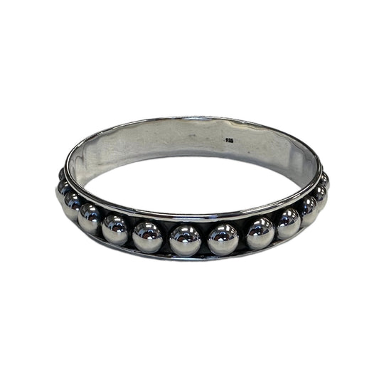 Sterling Silver Dotted Bead Row 13mm Bangle Bracelet