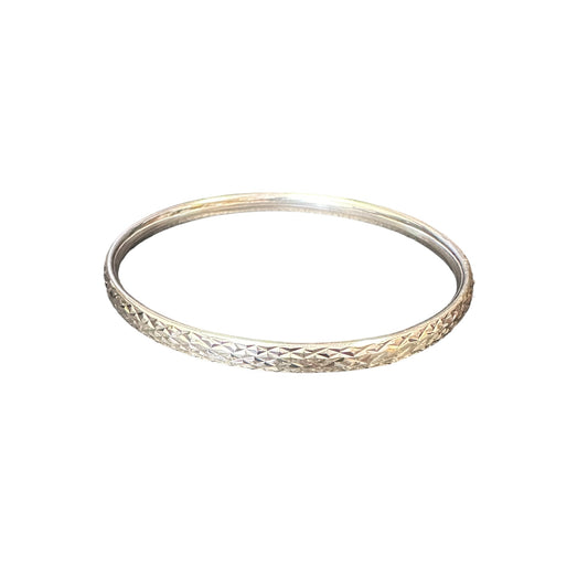 Diamond Cut Bangle Bracelet 3/16" Wide Sterling Silver