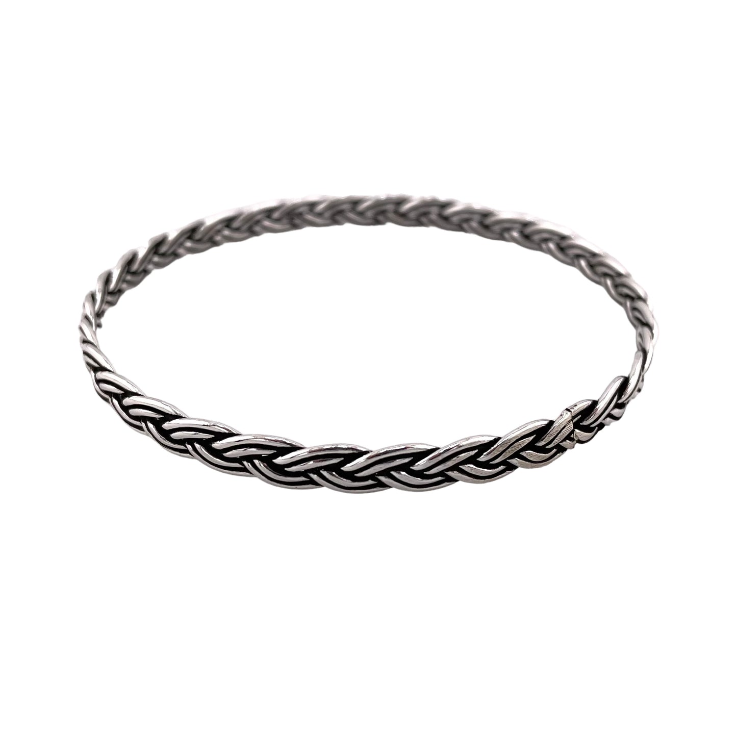 Braided Wheat Bangle Bracelet 5mm Wide Sterling Silver