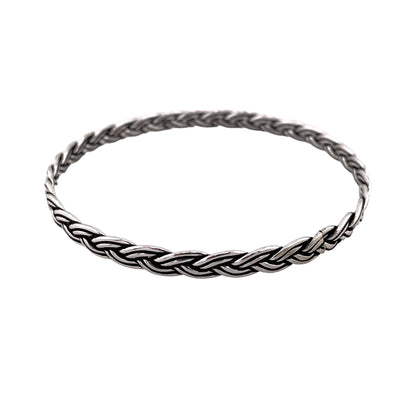 Braided Wheat Bangle Bracelet 5mm Wide Sterling Silver