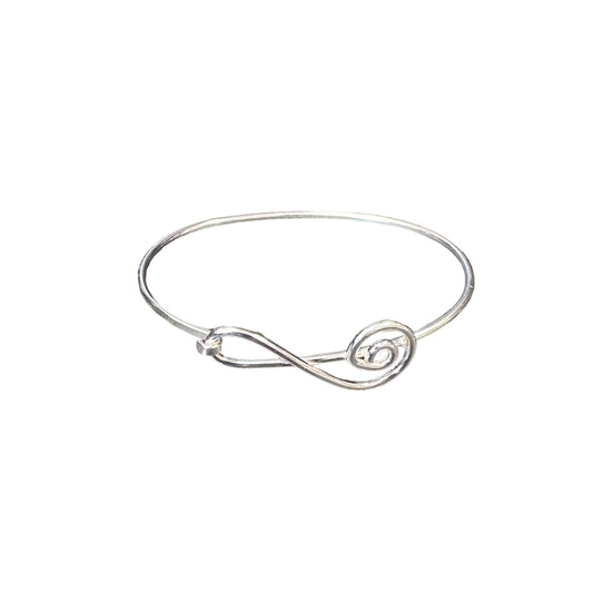 Swirl Latch Bangle Bracelet 9/16" Wide Sterling Silver