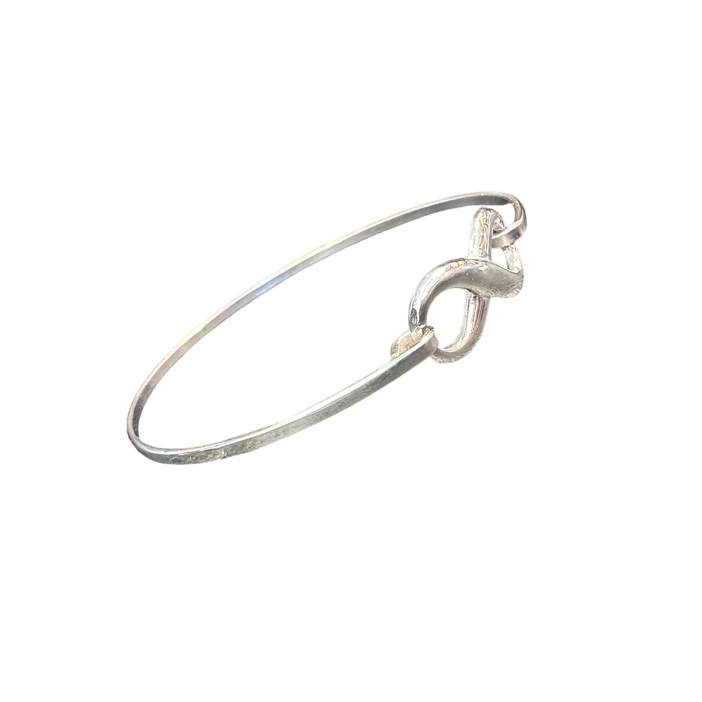 Infinity Latch Bangle Bracelet 7/16" Wide Sterling Silver