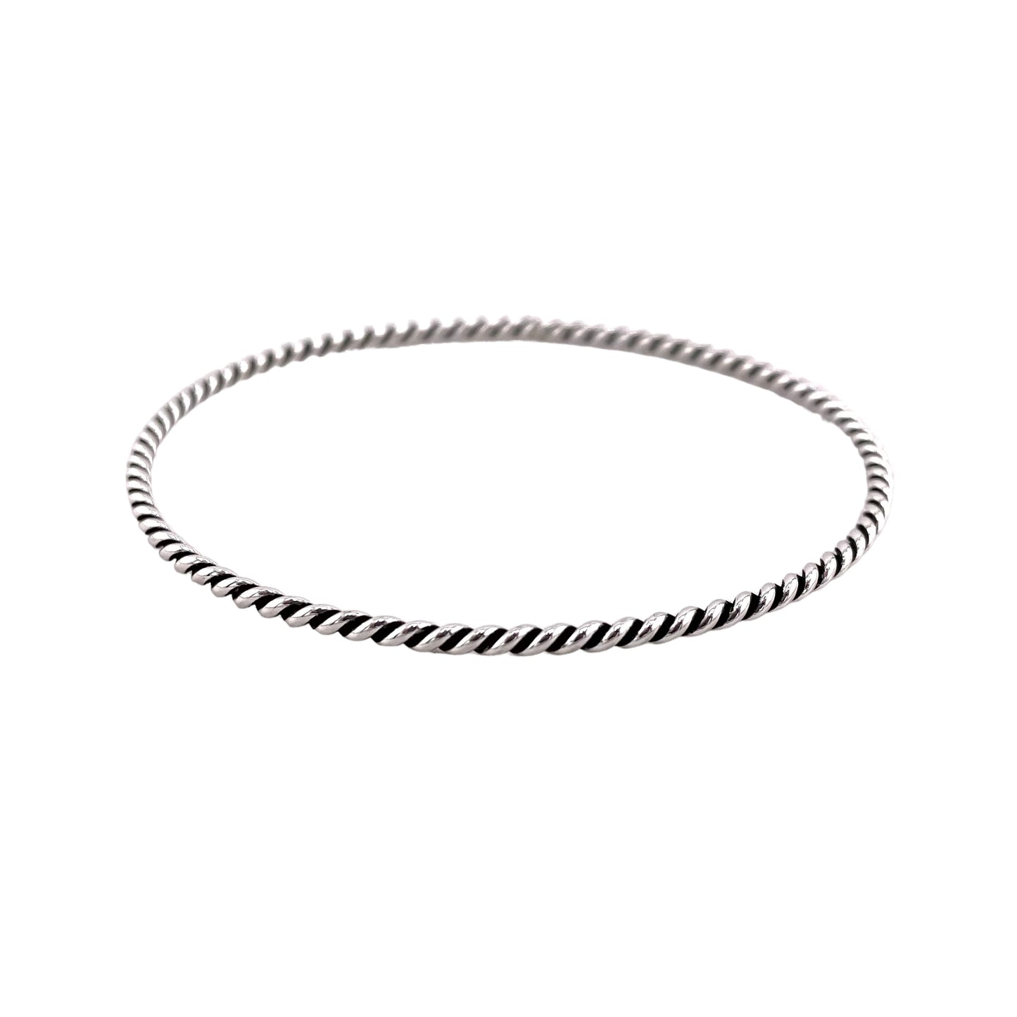 Rope Bangle Bracelet 2mm Wide Sterling Silver
