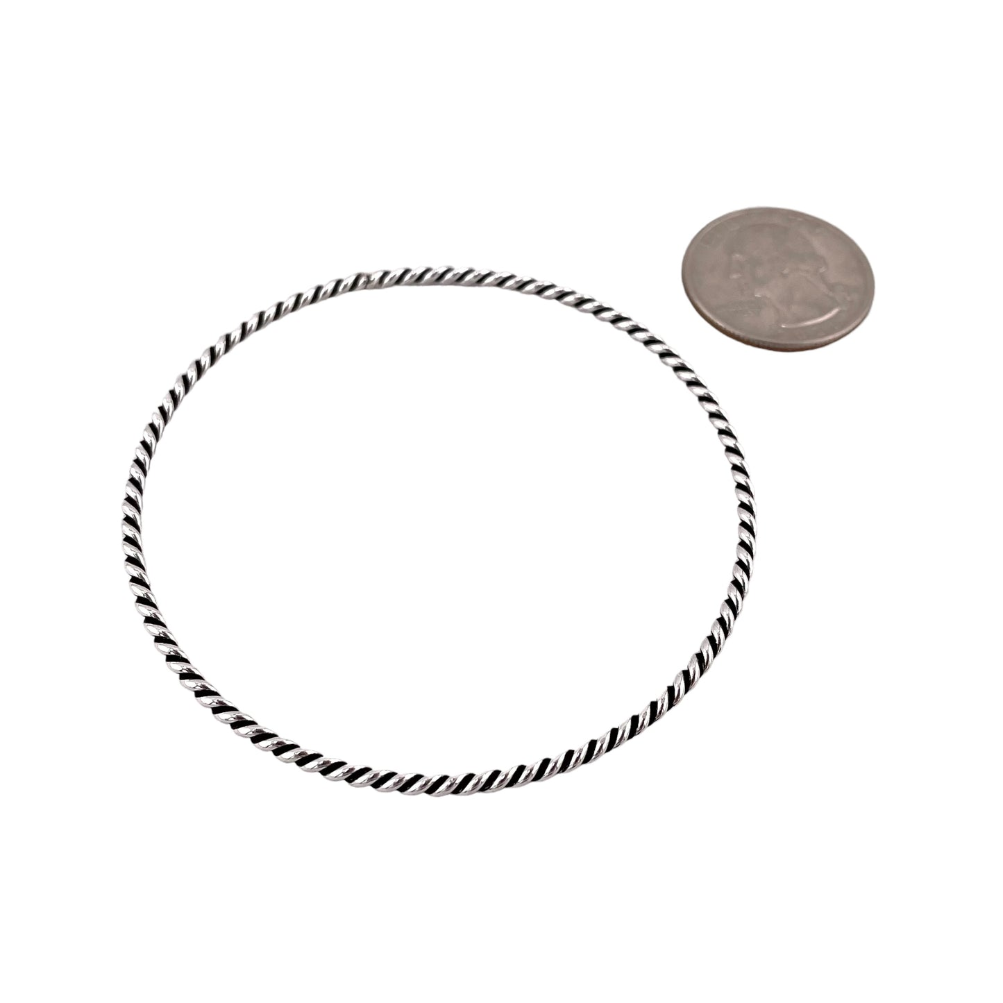 Rope Bangle Bracelet 2mm Wide Sterling Silver
