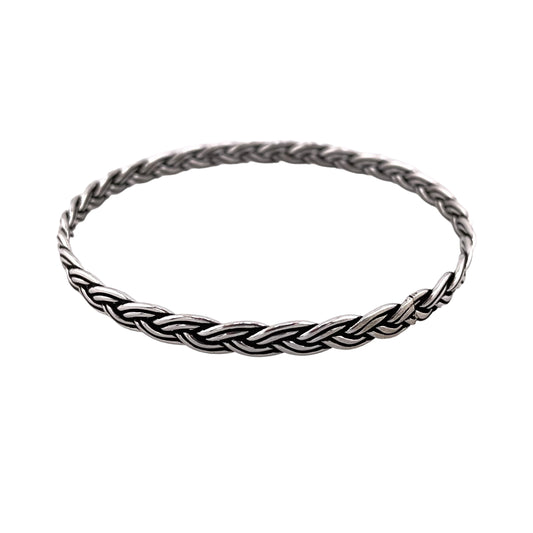 Braided Wheat Bangle Bracelet 5/16" Wide Sterling Silver