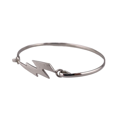 Lightning Bolt Latch Bangle Bracelet Sterling Silver