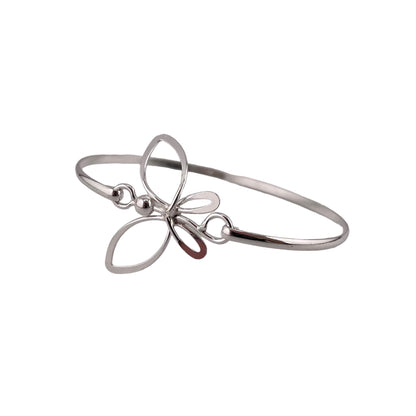 Butterfly Latch Bangle Bracelet Sterling Silver