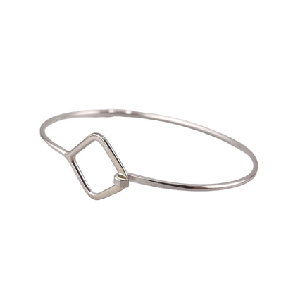 Diamond-Shape Latch Bangle Bracelet Sterling Silver