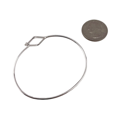 Diamond-Shape Latch Bangle Bracelet Sterling Silver