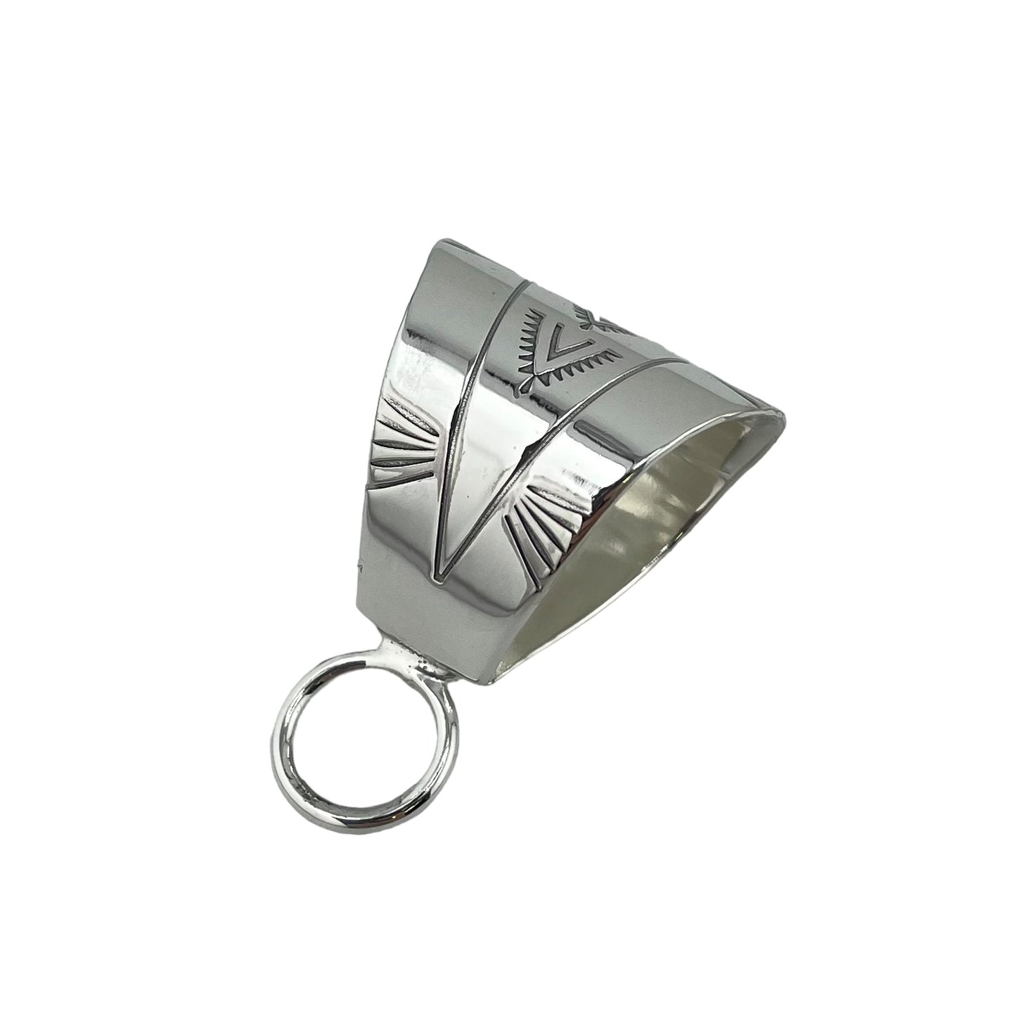 Sterling Silver Bail Stamped Southwest Design 19mm x 19mm w/ Closed Ring