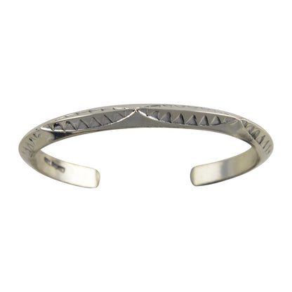 Elaine Tahe Sterling Silver Triangle Wire Imprinted 5.5mm Navajo Bracelet