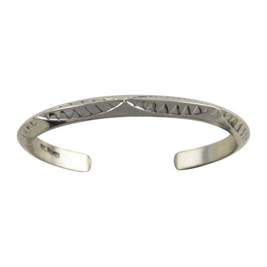 Elaine Tahe Sterling Silver Triangle Wire Imprinted 5.5mm Navajo Bracelet