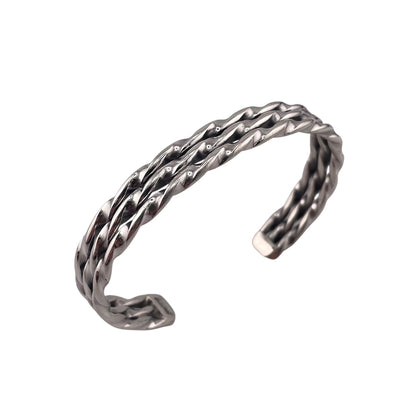 Elaine Tahe Sterling Silver Navajo Triple Rope Twist 9mm Bracelet