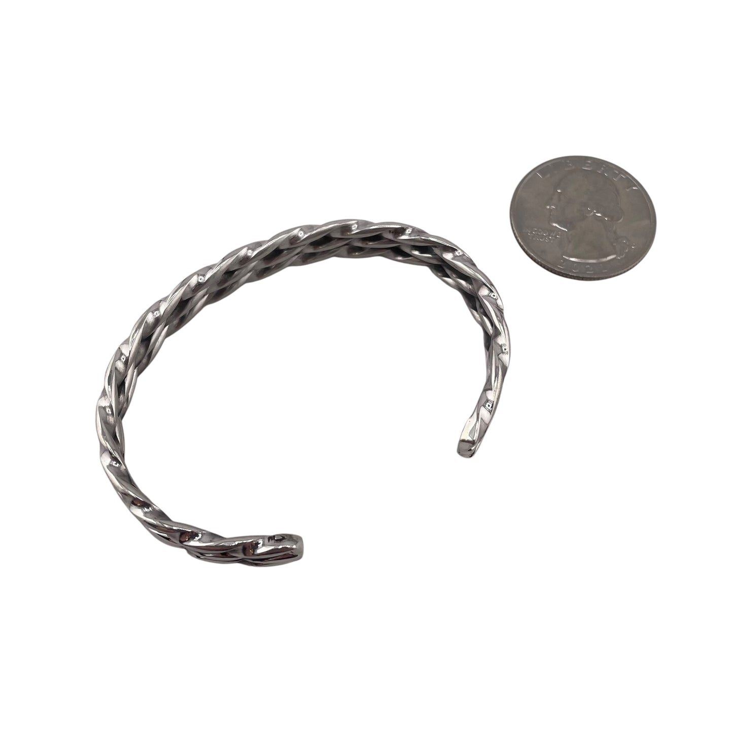 Elaine Tahe Sterling Silver Navajo Triple Rope Twist 9mm Bracelet