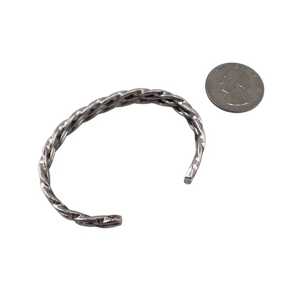 Elaine Tahe Sterling Silver Navajo Triple Rope Twist 9mm Bracelet