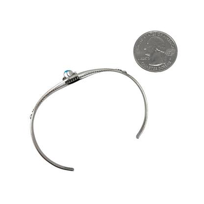 Janice White Turquoise 4 Stone Navajo Bracelet Sterling Silver