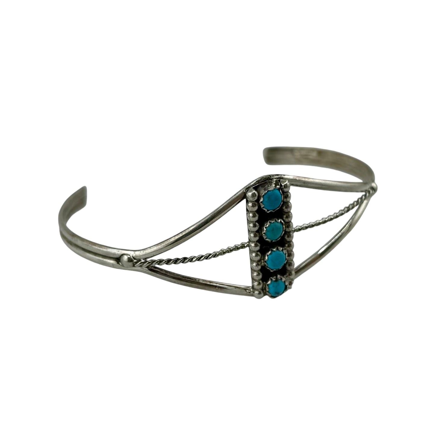 Turquoise Row Navajo Bracelet Sterling Silver