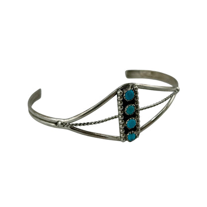 Turquoise Row Navajo Bracelet Sterling Silver