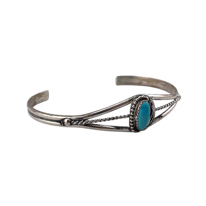 Turquoise Feather Navajo Bracelet Sterling Silver
