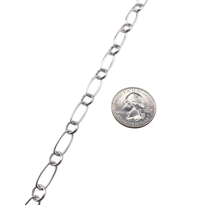 Sterling Silver Long & Short Links 7mm Bulk Chain 5 Foot Pack