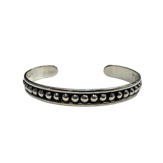 Sterling Silver Dotted Bead Row 8mm Cuff Bracelet