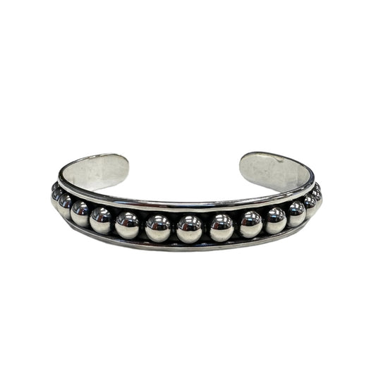 Sterling Silver Dotted Bead Row 10mm Cuff Bracelet