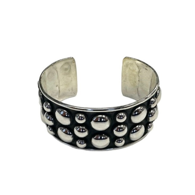 Sterling Silver Dotted Bead Cuff Bracelet