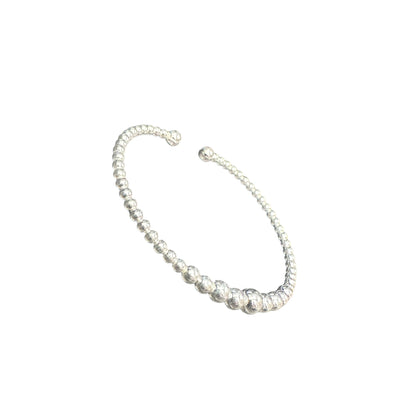 Graduated Bead Cuff Bracelet 1/4" Wide Sterling Silver