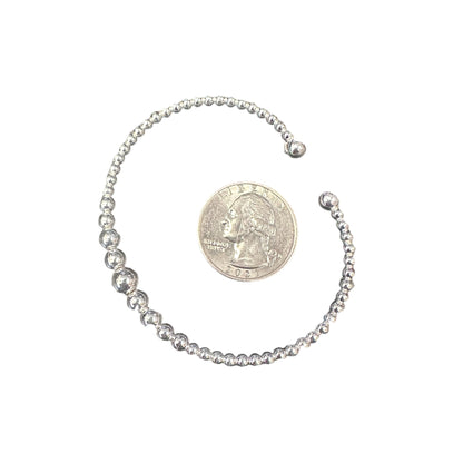 Graduated Bead Cuff Bracelet 1/4" Wide Sterling Silver