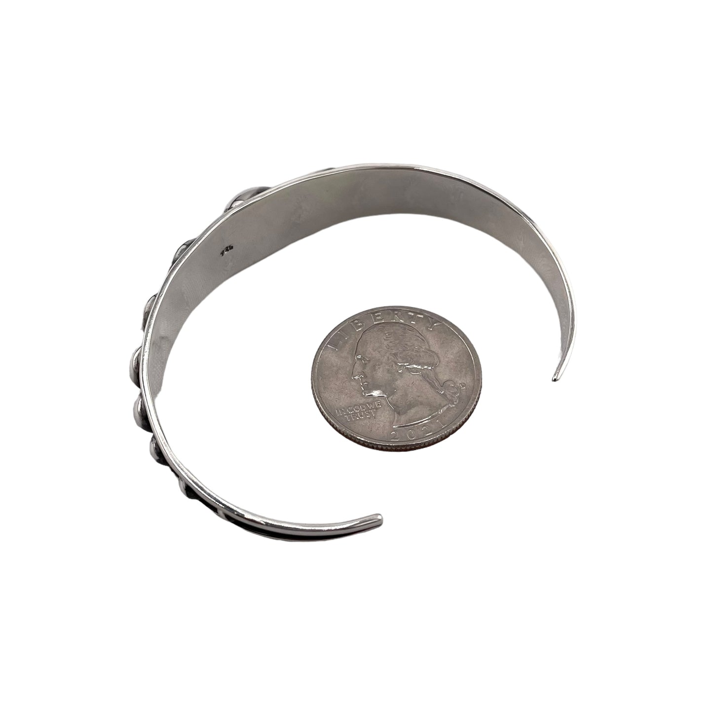 Graduated Ball Dot Cuff Bracelet 15mm Wide Sterling Silver