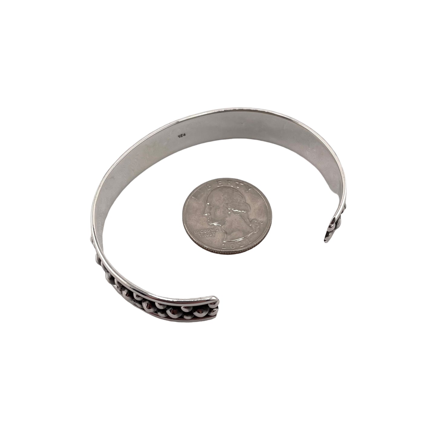 Mixed Ball Dot Cuff Bracelet 12mm Wide Sterling Silver