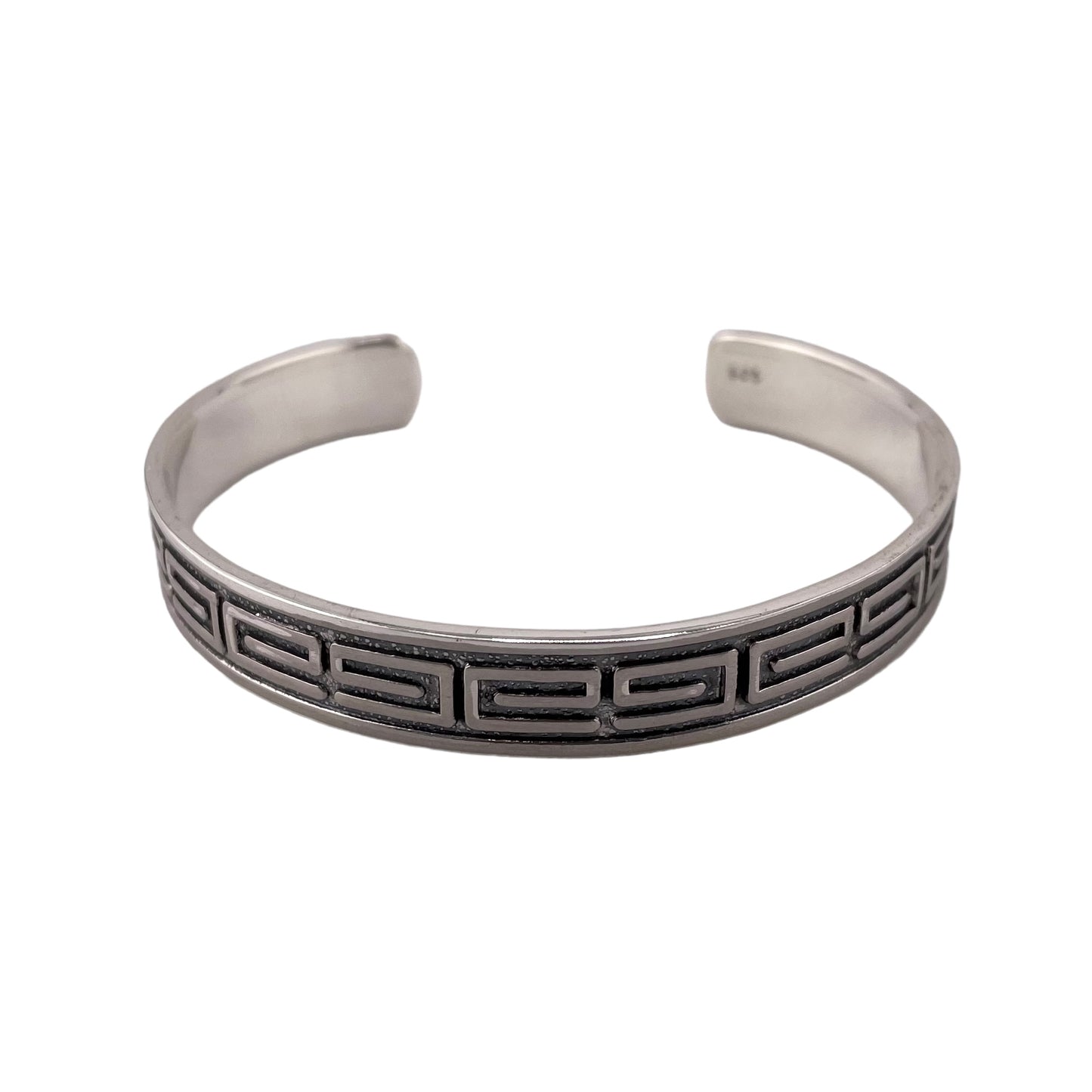 Greek Key Cuff 10mm Bracelet Sterling Silver