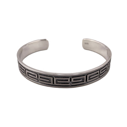Greek Key Cuff 10mm Bracelet Sterling Silver
