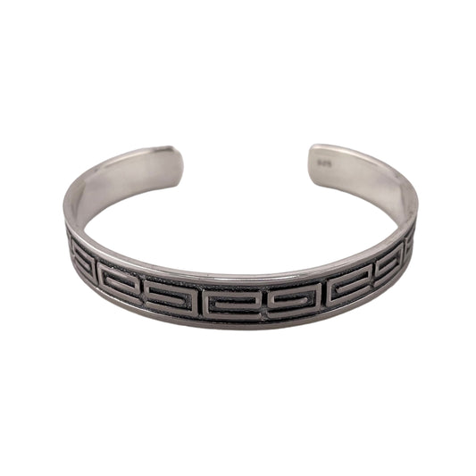Greek Key Cuff 10mm Bracelet Sterling Silver