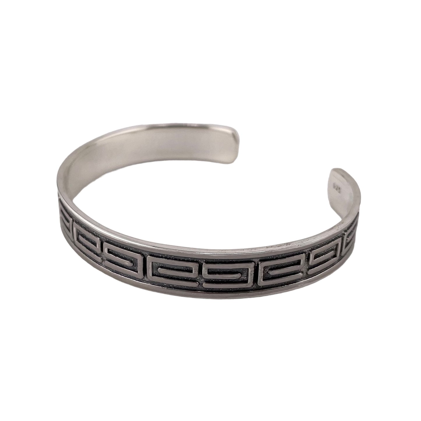 Greek Key Cuff 10mm Bracelet Sterling Silver