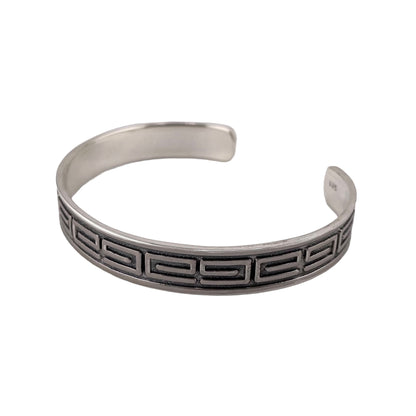 Greek Key Cuff 10mm Bracelet Sterling Silver