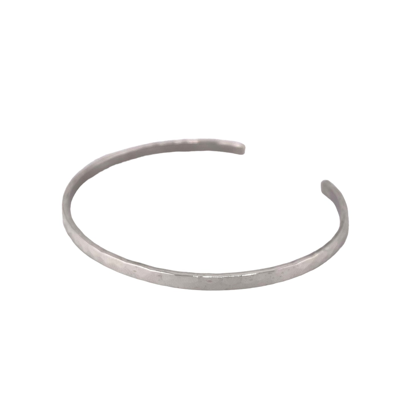 Hammered 3mm Cuff Bracelet Sterling Silver
