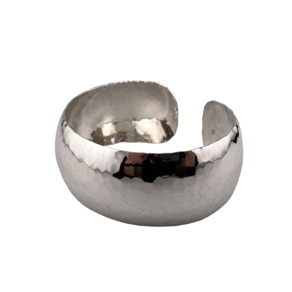 Hammered Cuff 24mm Bracelet Sterling Silver