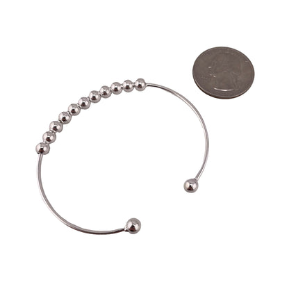Beaded Wire Cuff 5mm Bracelet Sterling Silver