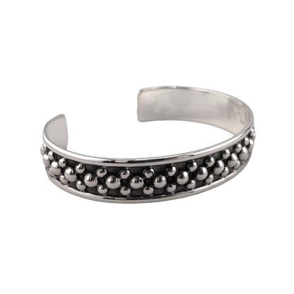 Dotted Bead 12mm Cuff Bracelet Sterling Silver