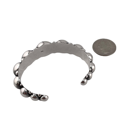 Ball Bead Row 18mm Cuff Bracelet Sterling Silver