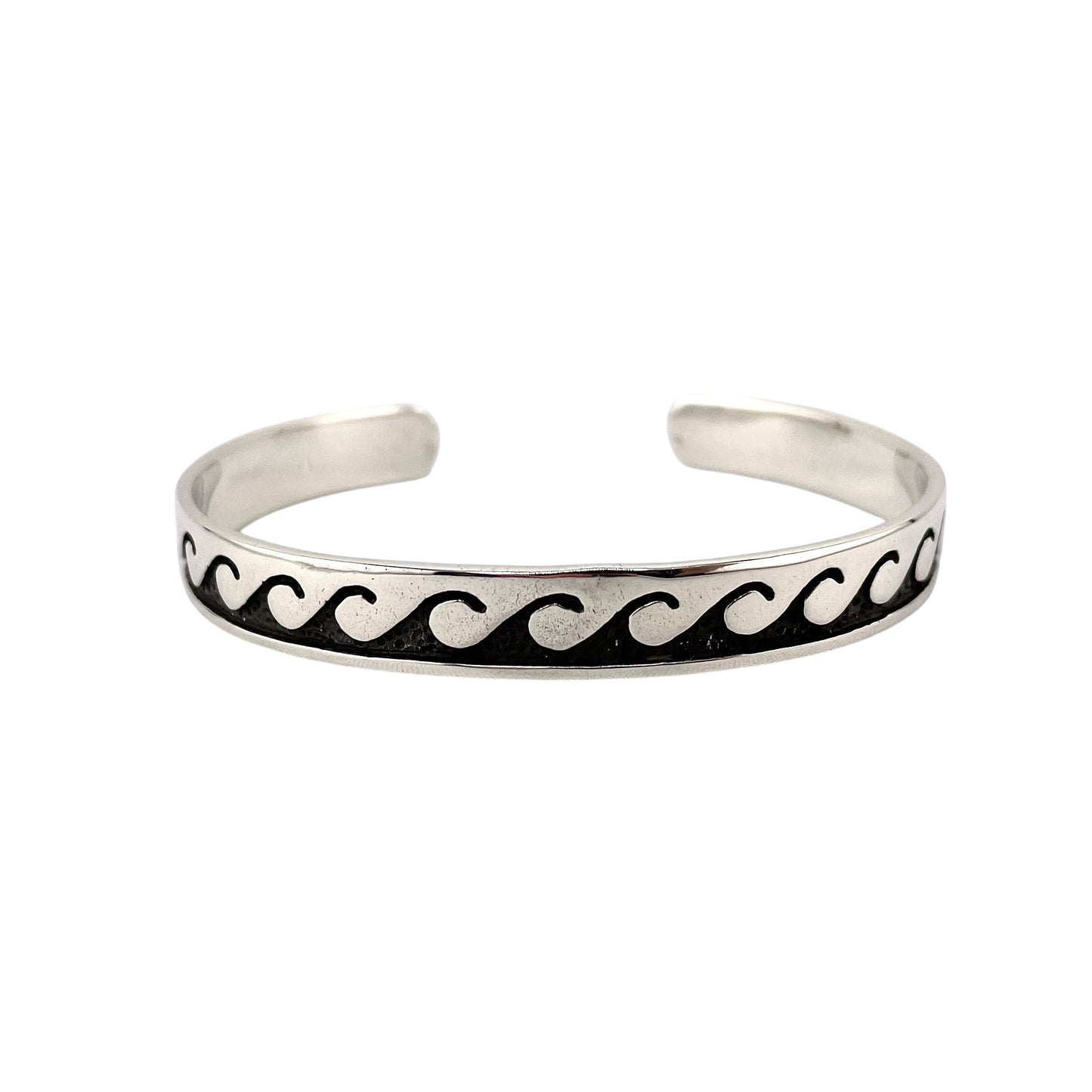 Wave Pattern Cuff Bracelet Sterling Silver