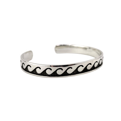 Wave Pattern Cuff Bracelet Sterling Silver