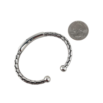 Brick Pattern Bar Cuff Bracelet Sterling Silver
