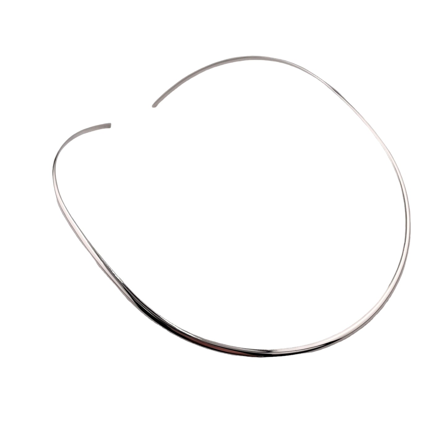 Half Round 3mm Collar Choker Necklace 17" Sterling Silver