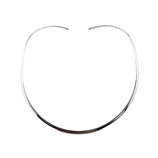 Half Round 4mm Collar Choker Necklace 17" Sterling Silver