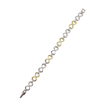 CZ Two Tone Infinity Link Bracelet Sterling Silver